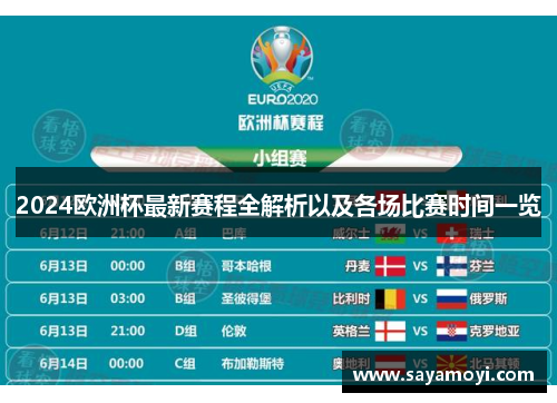 2024欧洲杯最新赛程全解析以及各场比赛时间一览